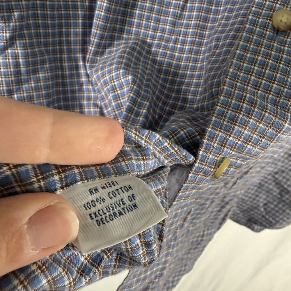 Ralph Lauren Dress Shirt Men's XL Blue Plaid Button Up Long Sleeve 100% Cotton - Picture 7 of 11